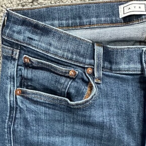 A Y R THE POP BLUE DEMIM JEANS - HIGH RISE - STRAIGHT LEG - WOMEN'S SIZE 33 X 28 - Picture 6 of 12